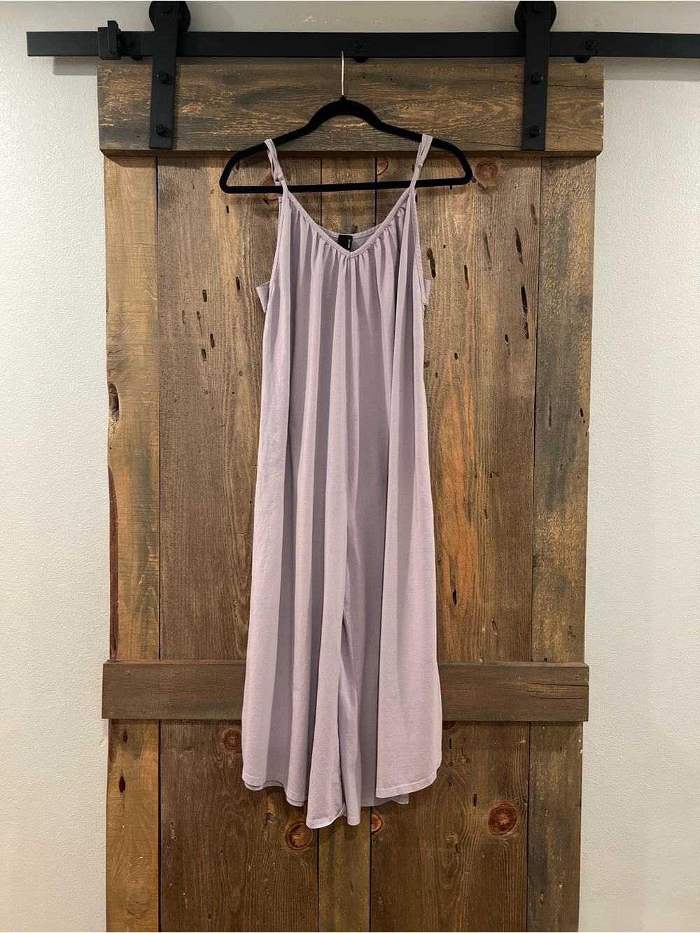 Bobi Los Angeles Jumpsuit Sz S Lavender Grey Cotton V-Neck Wide Leg Sleeveless